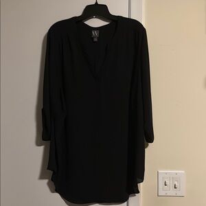 Worthington Black Long Sleeve V-Neck Dress Shirt